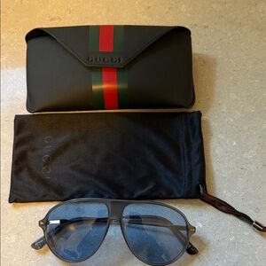 NWOT Gucci Gray Acetate Pilot Sunglasses